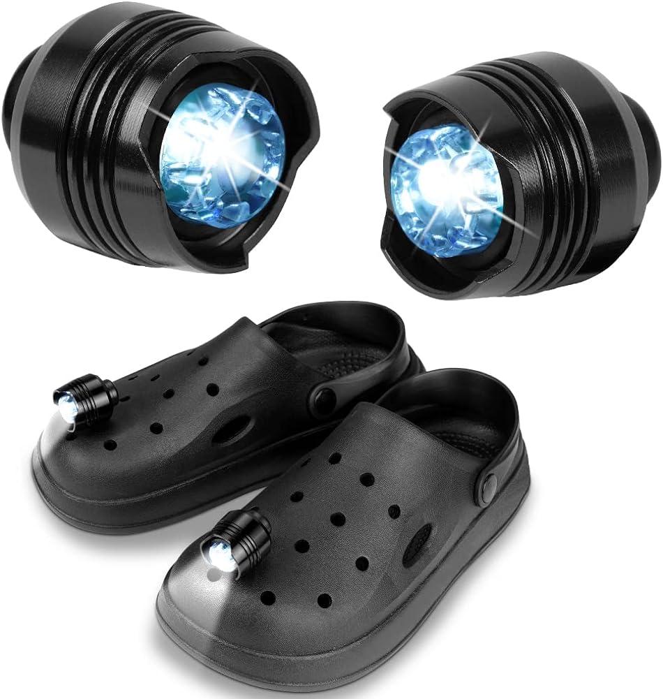  2 Headlights for Croc, Croc Lights, Shoes Headlights Lights, Croc  Accessories for Adults and Kids, Glow in The Dark Croc Charm (Black) :  Tools & Home Improvement