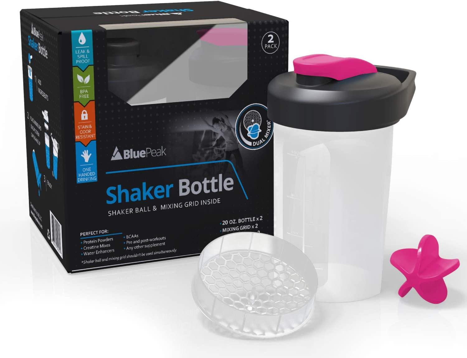Black Blender Bottle w/ Shaker Ball Leak Proof Protein Gym Drink Mix 400ml,  12oz