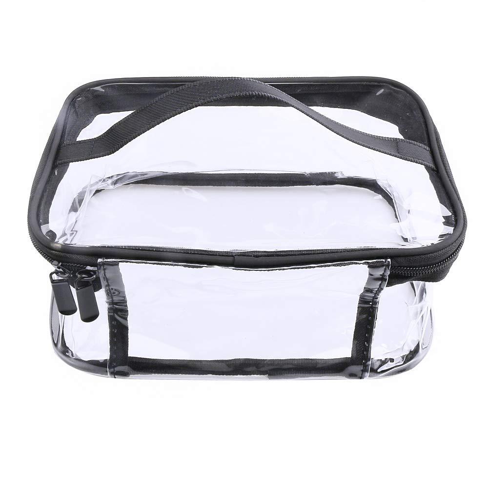 Gisneze Clear Cosmetics Bag Transparent Tote Bag Thick PVC Zippered Toiletry Carry Pouch Waterproof Makeup Artist Large Bag Diaper Shoulder Bag Beach