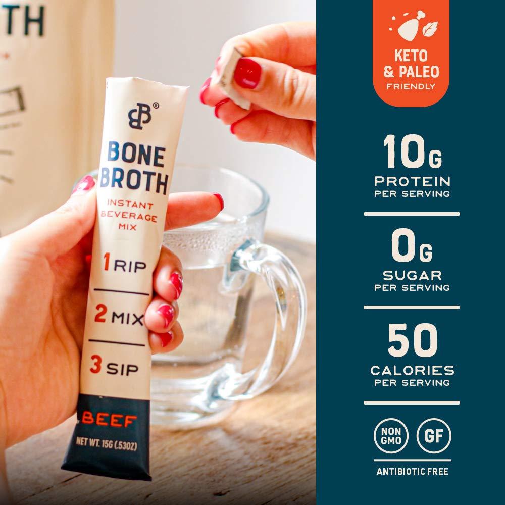Bare Bones Bone Broth Instant Powdered Beverage Mix, Chicken & Beef, Variety Pack of 8, 4