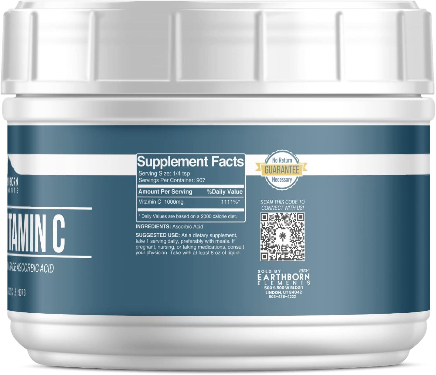 Earthborn Elements Vitamin C Powder (2 lb) Ascorbic Acid Supplement