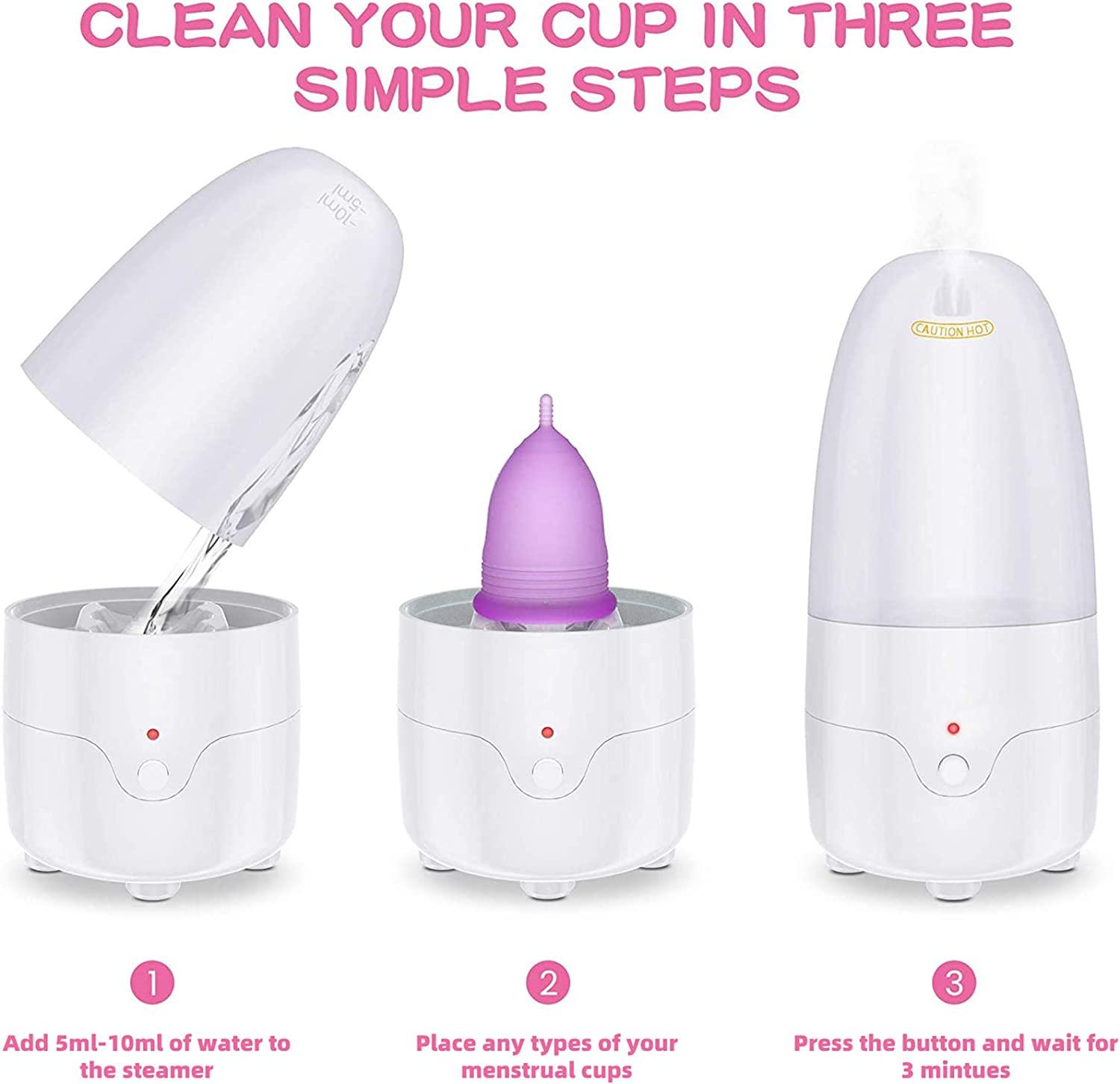 Fliurich Menstrual Cup Steamer Cleaner Portable Menstrual Cup Wash