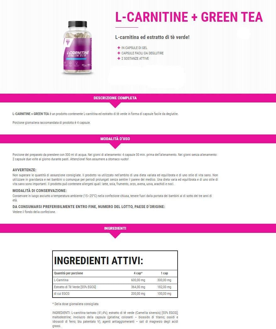 l carnitine trec Trec Nutrition L-Carnitine + Green Tea 180 Capsules - Boost Metabolism &  Energy | Buy Online Worldwide | Buy Now with Express International Delivery