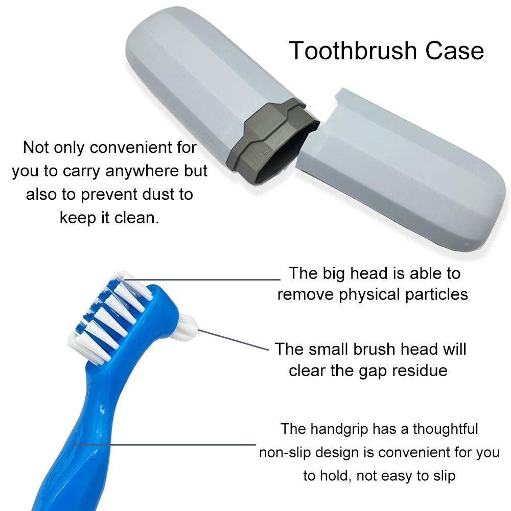 Denture Case Kit, 2 Denture Bath Cups with 2 Denture Brush & 2 Portable