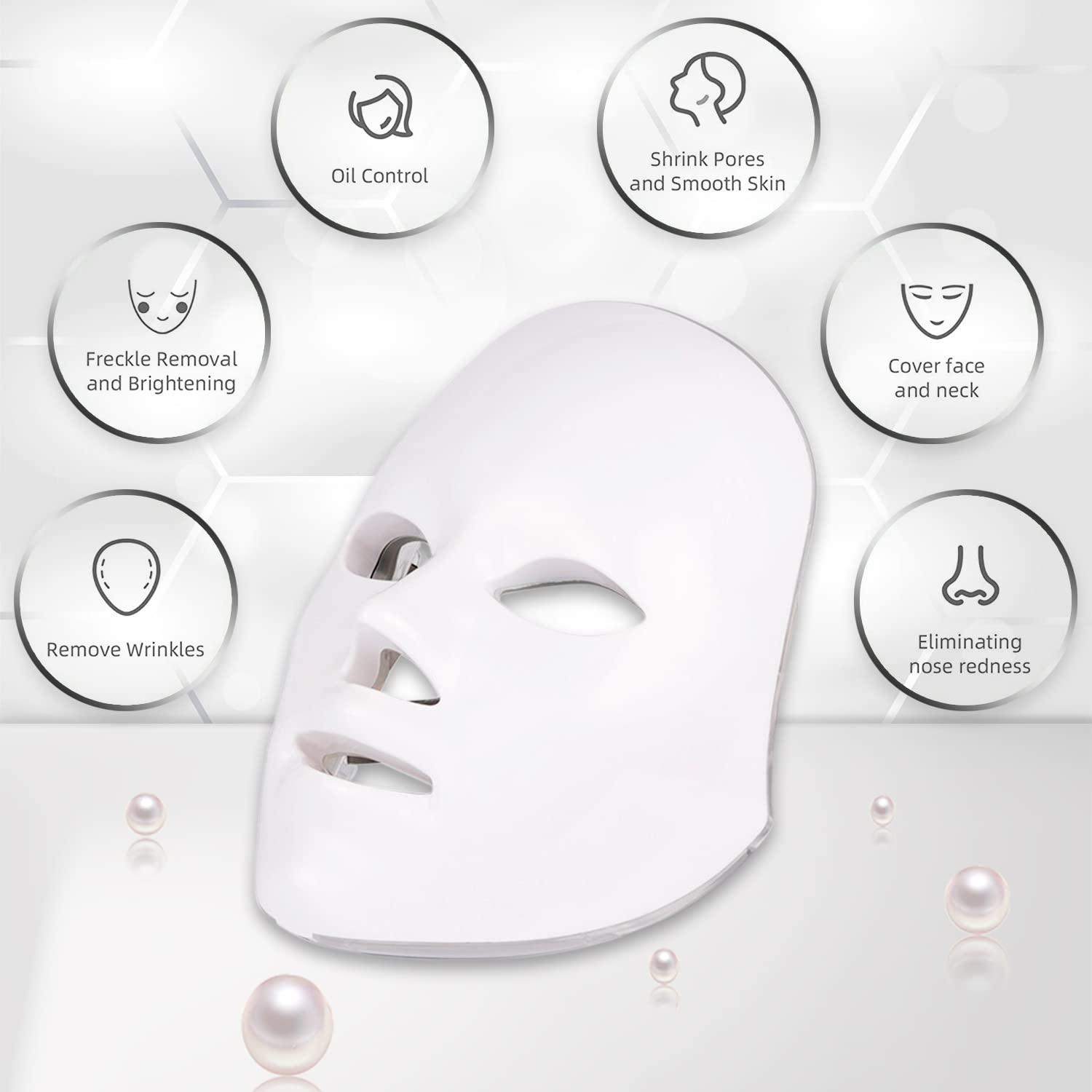 7 Colors LED Face Mask for Red Light Therapy at Home Facial Skin Care
