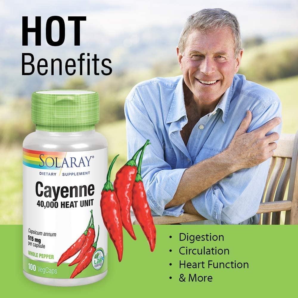 Solaray Cayenne Pepper 515 mg 40,000 Heat Unit Healthy Digestion