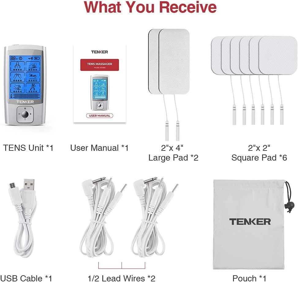 Dropship TENKER EMS TENS Unit With 8 Electrode Pads; Rechargeable