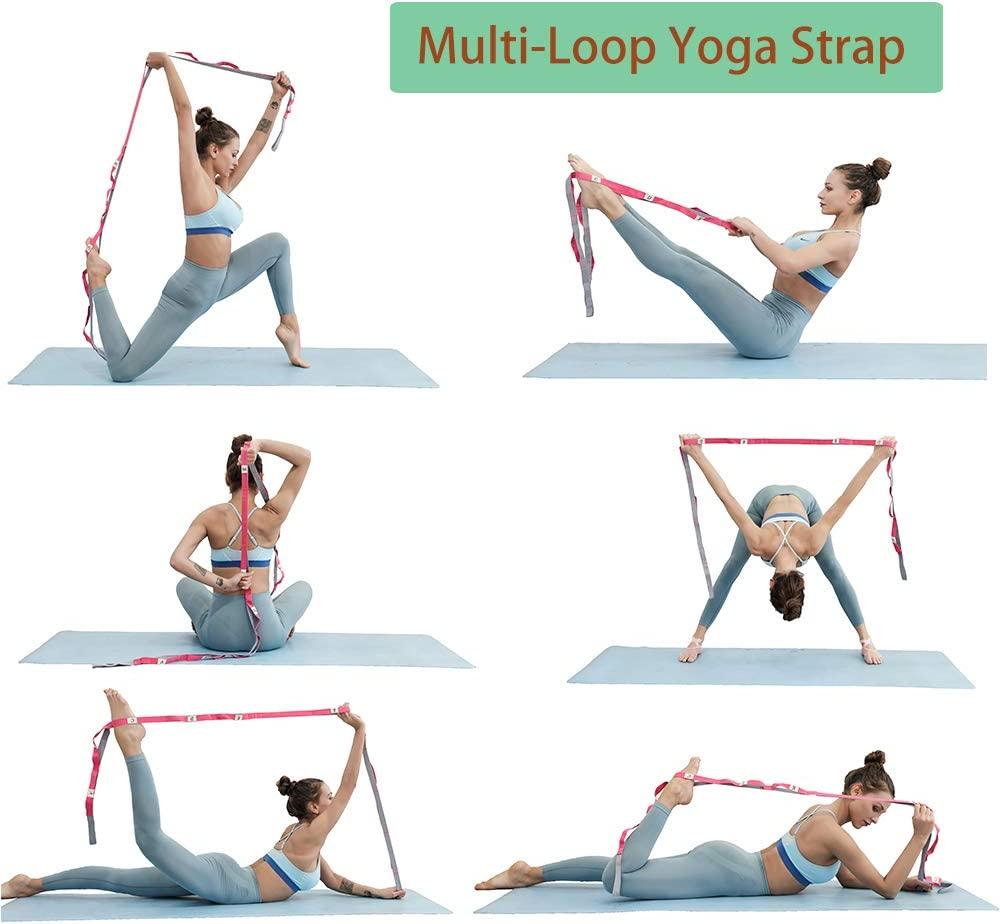 KerKoor Yoga Stretch Strap, Multi Loops Adjustable Exercise Band for  Stretching, Physical Therapy, Workout, Pilates, Dance and Gymnastics with  Carry Bag Rose