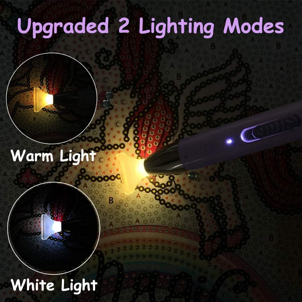 LED Diamond Art Pens with Light Diamond Painting Tools USB Rechargeable Light  Pen Art Accessories and Tools Kits with Storage Case for Adults DIY Arts  Crafts[Purple] 