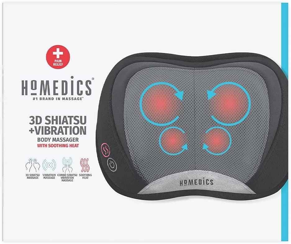HoMedics 3D Shiatsu Full-Body Massager with Therapeutic Vibration, Soothing  Heat with Deep-Kneading Massage Helps Release Tension in Neck, Back,  Shoulders, Lightweight for Home, Office, Travel Black