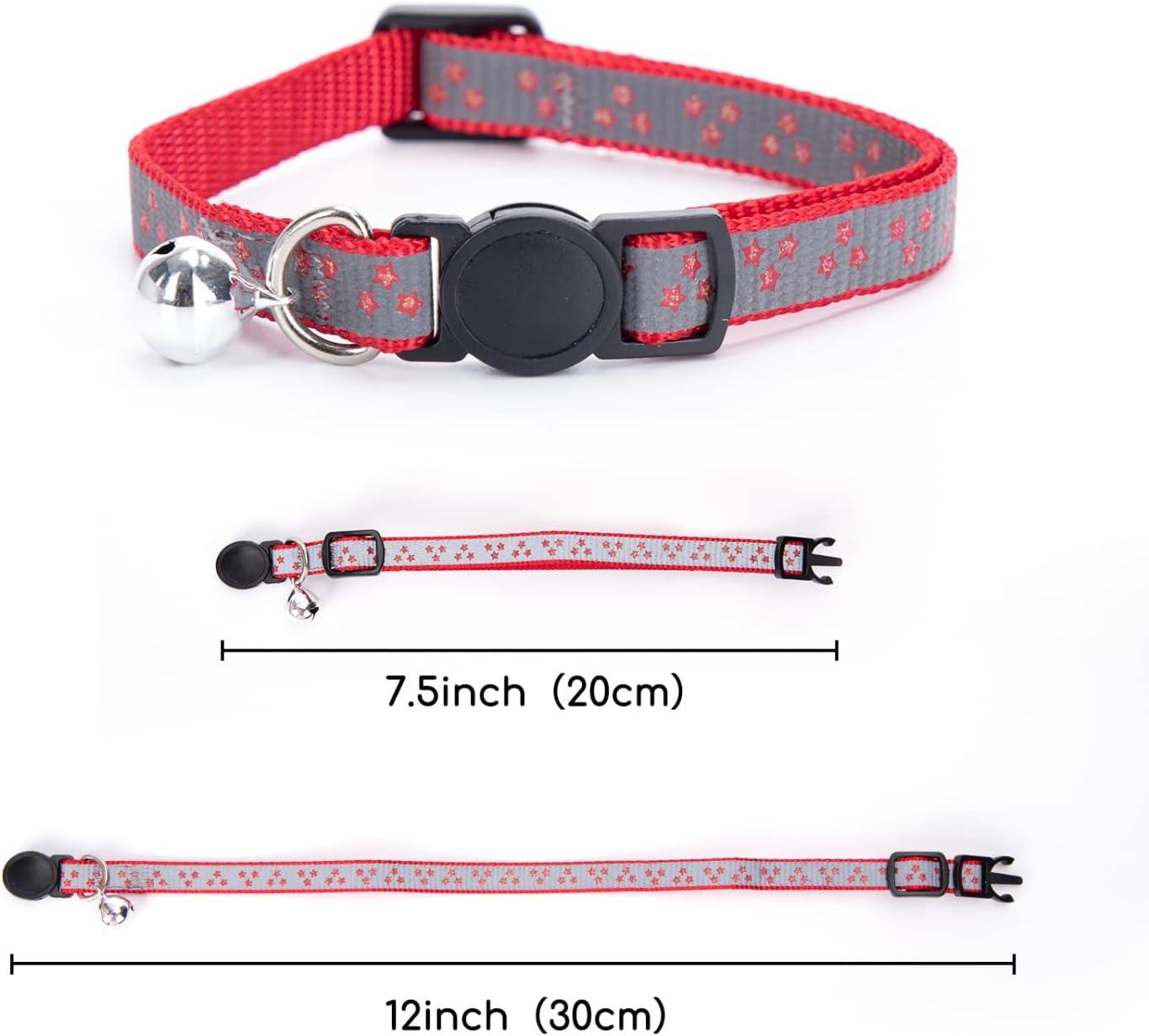 Nobleza 4 Pack Reflective Cat Collars Adjustable Safety Collars for