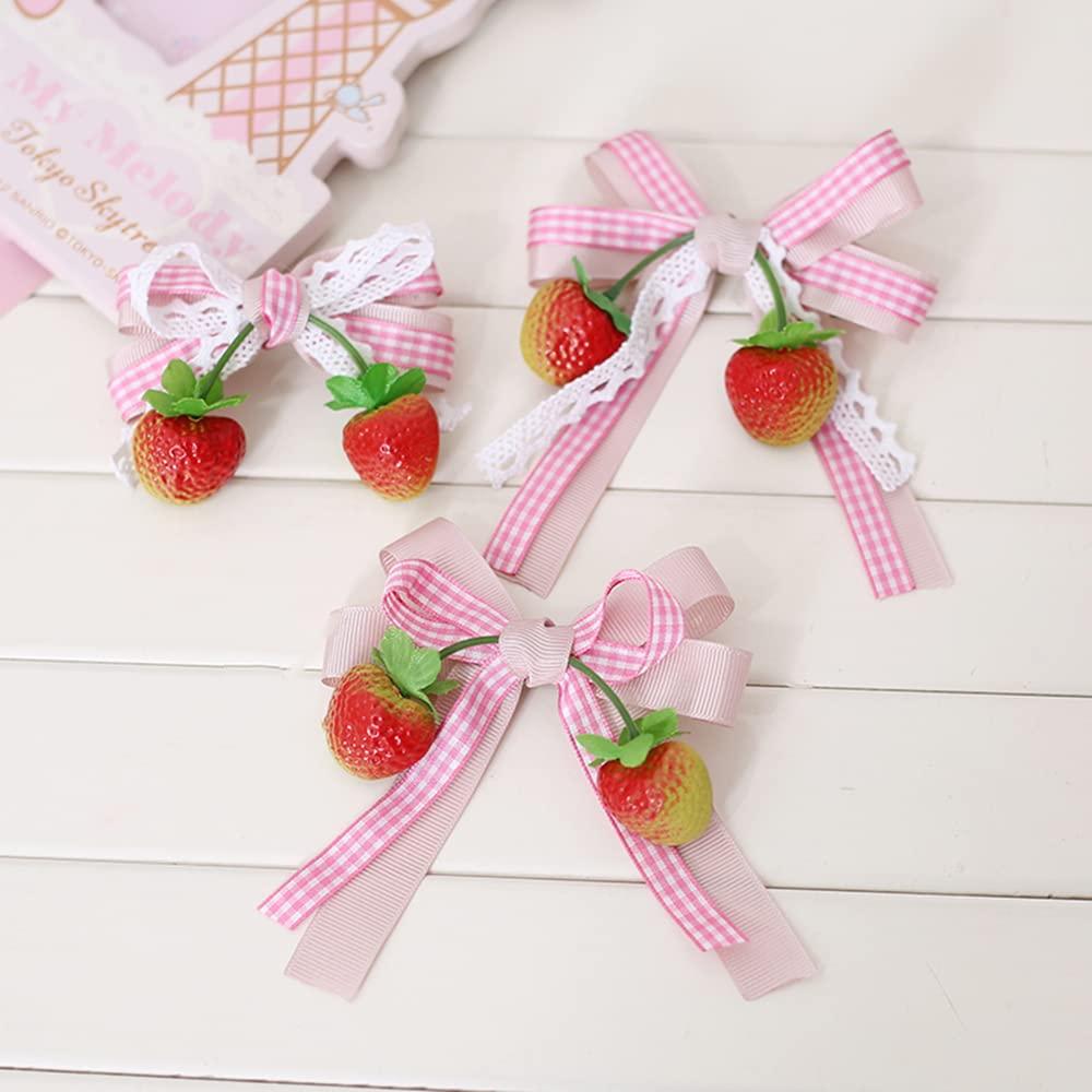 Strawberry Hair Bow Clip Pin Girls Fruit Hair Barrettes Strawberry