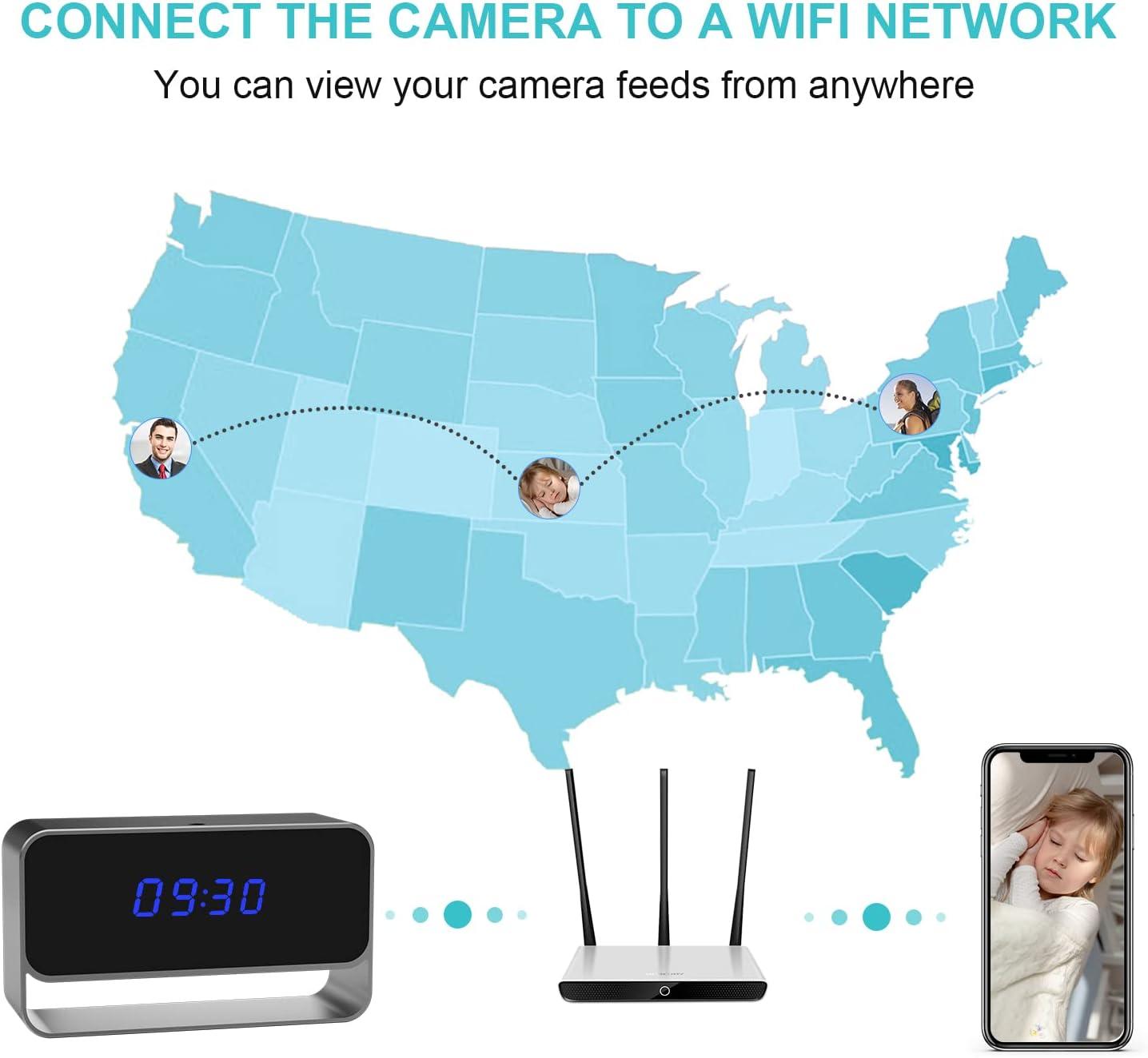 GooSpy Hidden Camera Clock WiFi Spy Camera FHD 1080P Wireless Nanny