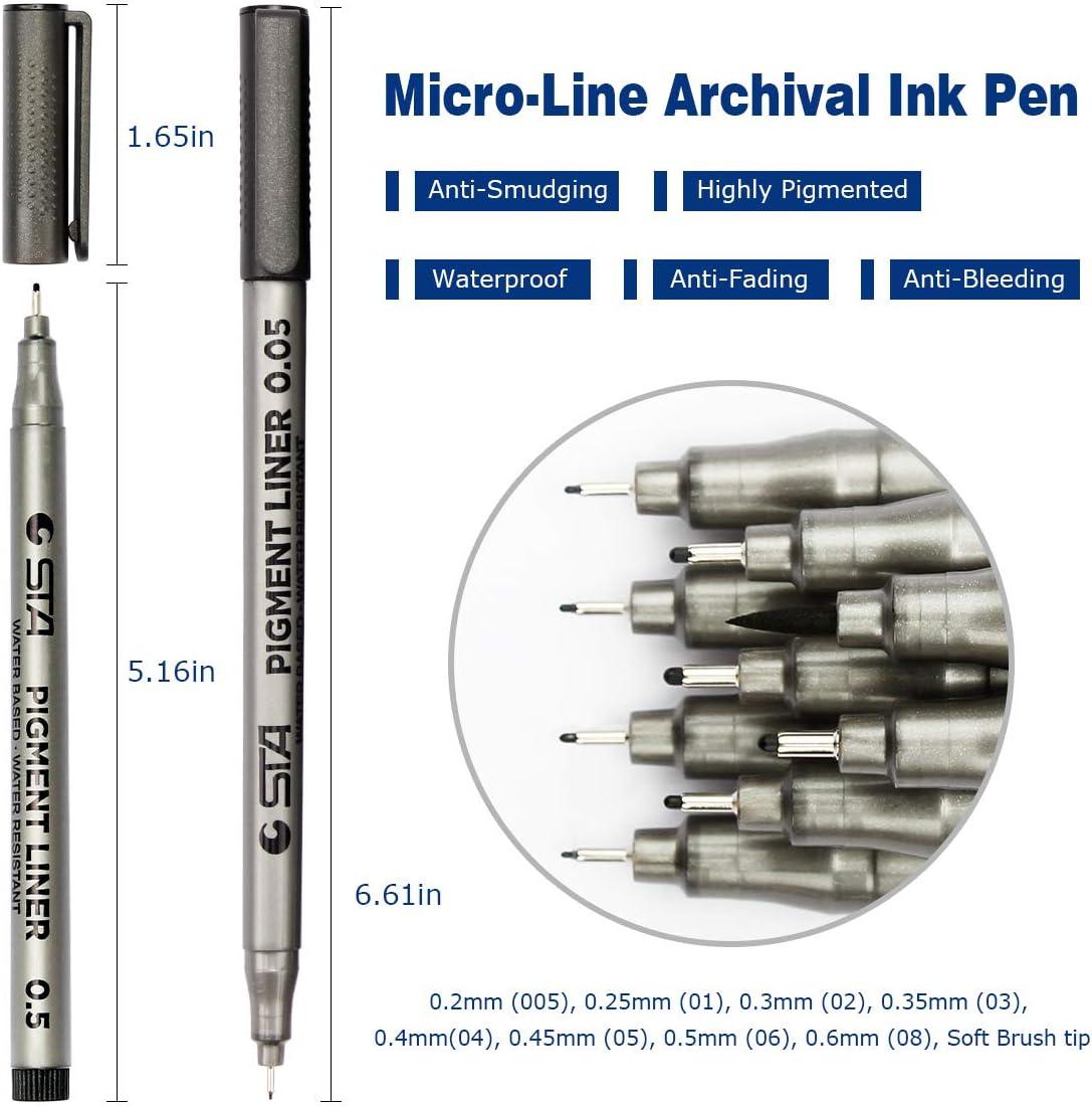 Brusarth Precision Black Micro-Pen Fineliner Ink Pens Waterproof