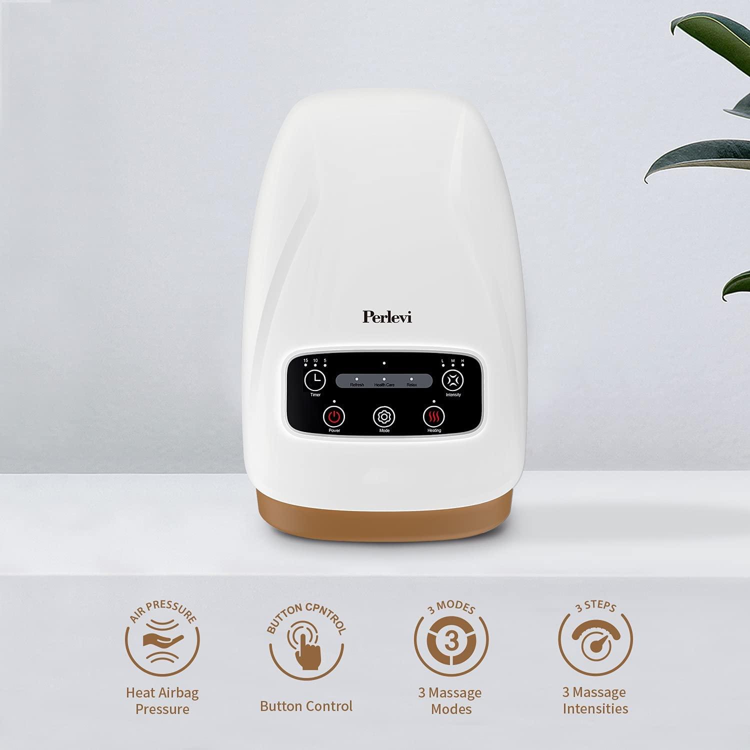 PERLEVI Electric Hand Massager Machine Cordless with Heat and Air