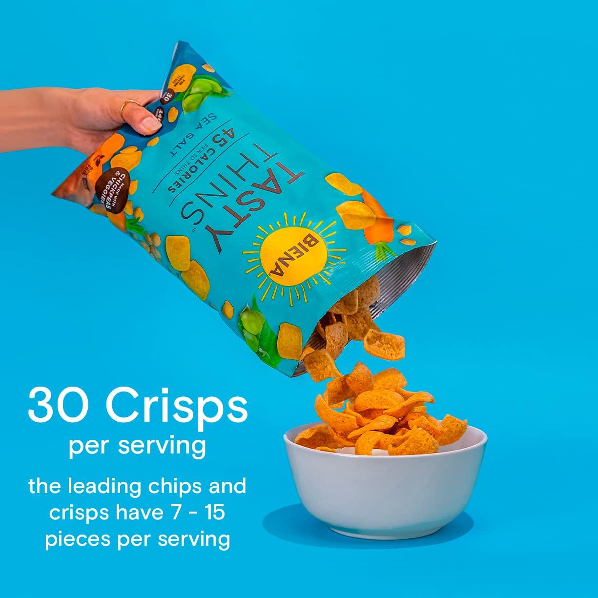 BIENA Tasty Thins, Sea Salt (4 pack), Chickpea Veggie Crisps, Gluten