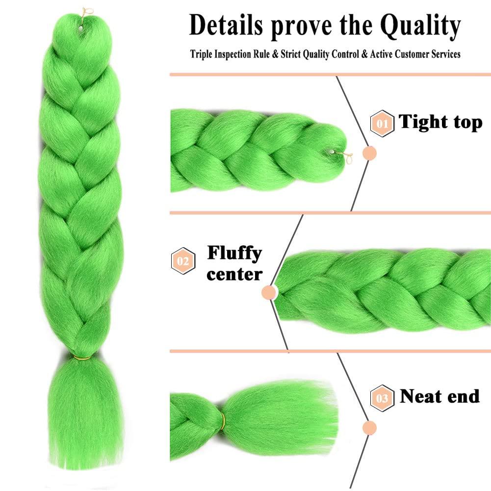 WOME Jumbo Braiding Hair Extension 24 Inch Lime - Pack of 3 | Synthetic ...