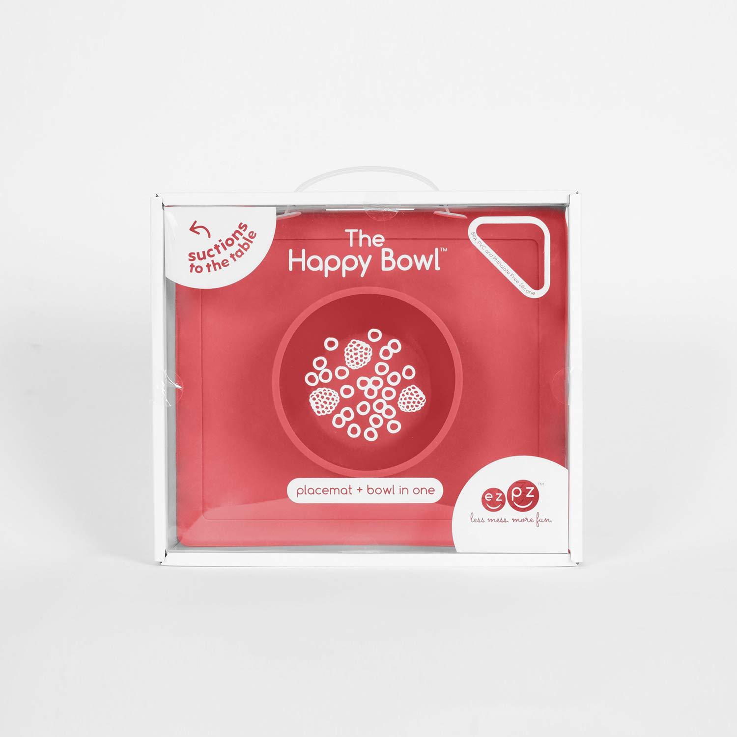 ezpz Happy Bowl (Coral) 100 Silicone Suction Bowl with Builtin