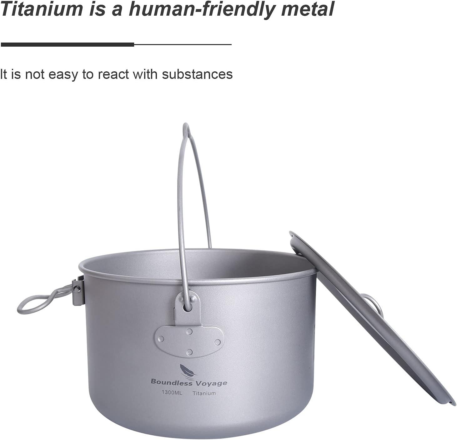 Boundless Voyage 5L Titanium Stock Pot with Lid Folding Handle Soup Pot for  Outdoor Camping Hiking Picnic Home Kitchen Ultralight Cookware Ti2104C -  Yahoo Shopping