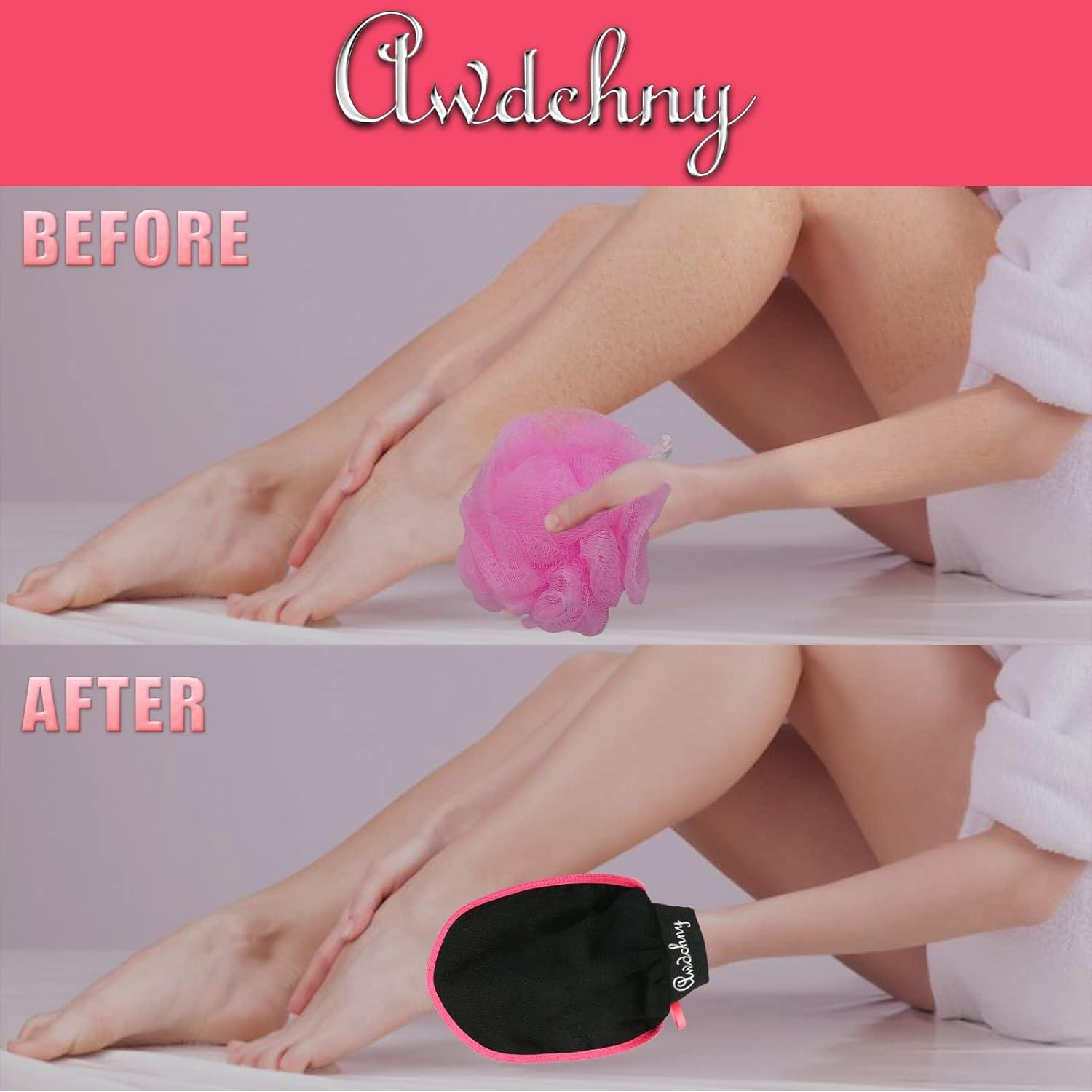 2 Pack Exfoliating Gloves Korean Spa Keratosis Pilaris Loofah Body Deep