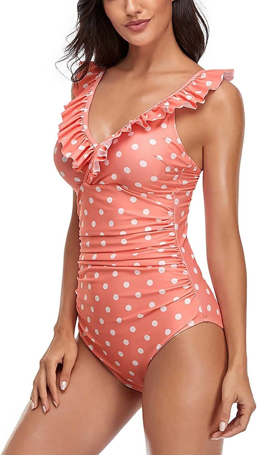 Tankini Ruffles: Swimsuit One Piece Women's Monokini Push Up Bikini V-Neck Sexy Tankini Swimsuit with Leg Swimwear Women's Tankini Tummy Control