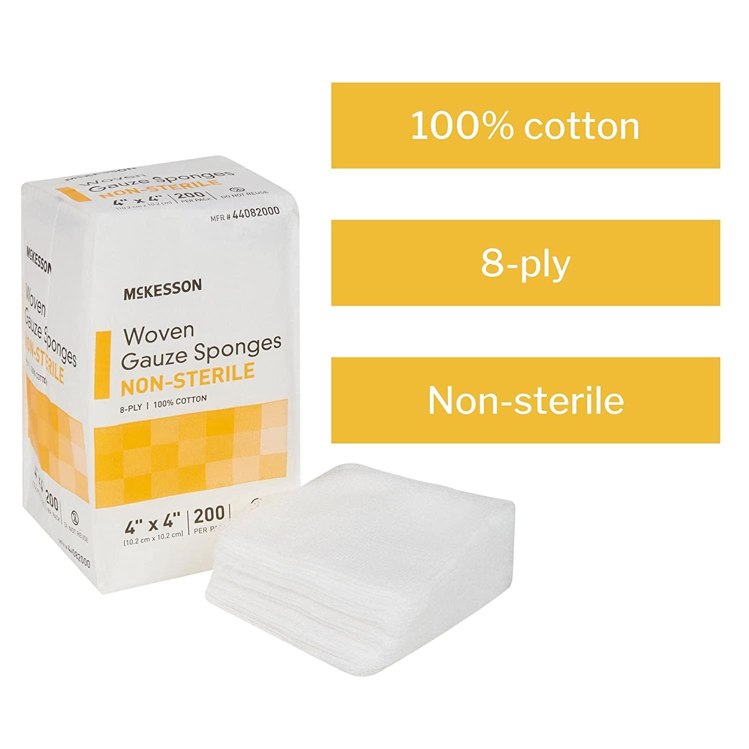 McKesson Woven Gauze Sponges, NonSterile, 8Ply, 100 Cotton, 4 in x 4