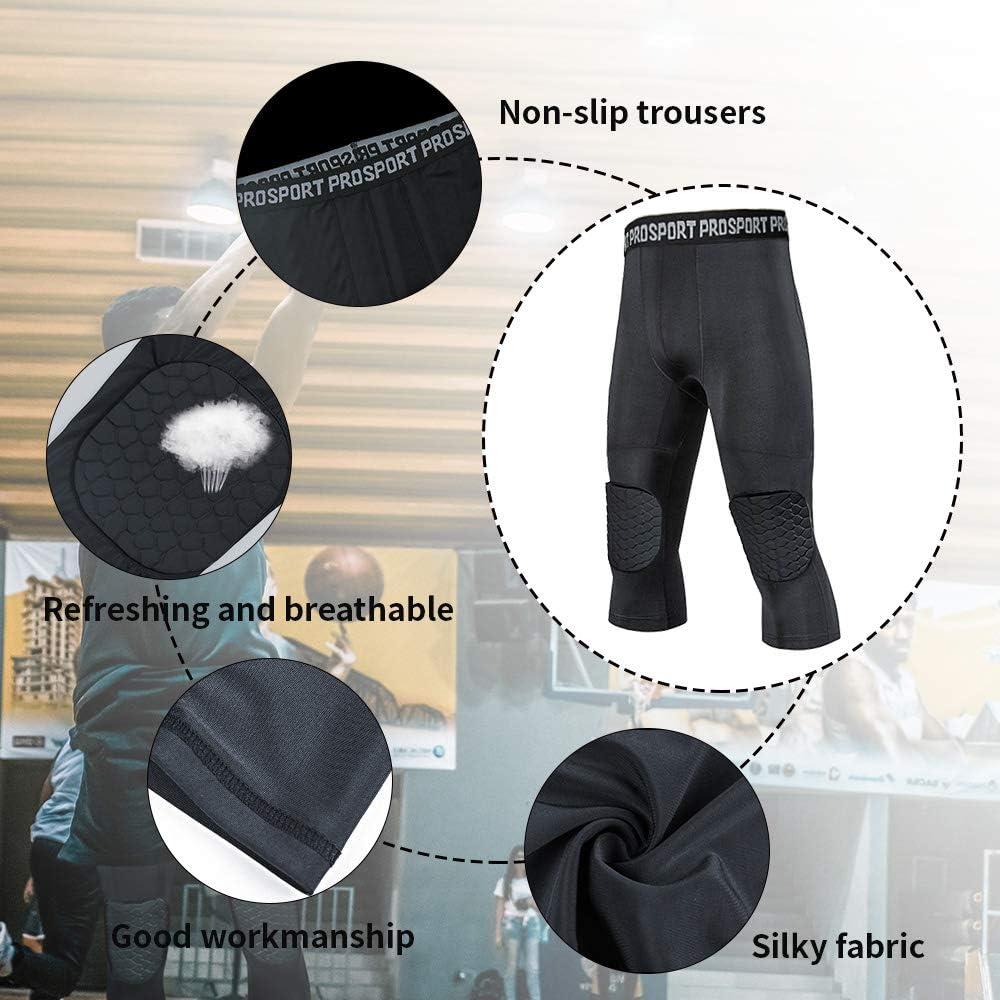 Unlimit Basketball Compression Pants with Pads, White 3/4 Capri Pants  Padded, Basketball Tights Leggings : : Sports & Outdoors