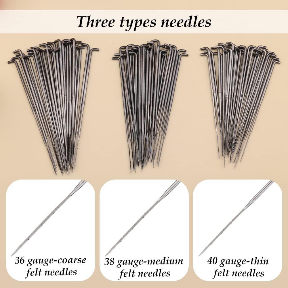 JNENERY Needle Felting Tools, 38 Pcs Felting Needles - Needle Felting Supplies with 3 Sizes Felting Needles(36 Gauge, 38 Gauge, 40 Gauge), Color