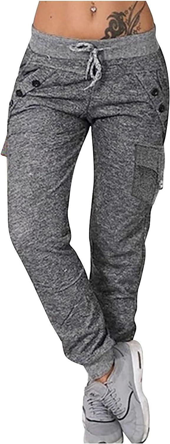 Tummy Control Workout Womens Sweatpants with Pockets Baggy Cinch