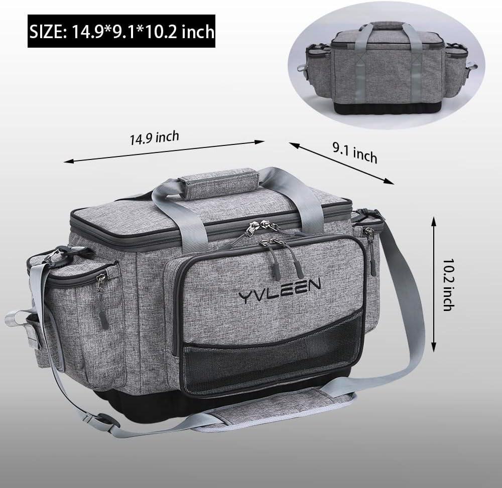 YVLEEN Fishing Tackle Box Bag - Outdoor Large Fishing Tackle Storage Bag -  100% Water-Resistant Polyester Material - Fishing Tackle Bags - Suitable