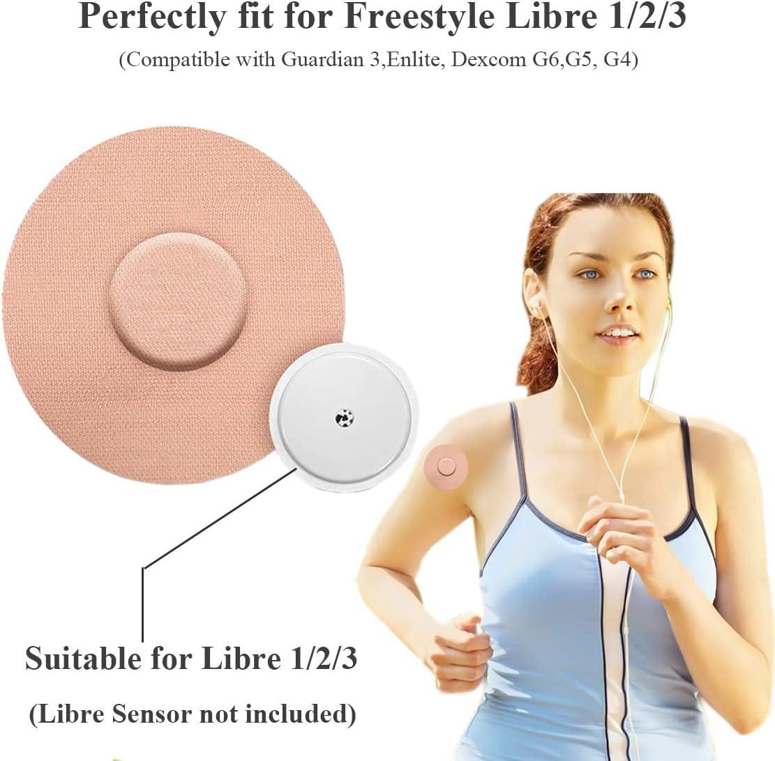 60Pack Libre Sensor Covers Latex-Free Medical Adhesive Patches for Libre 2/3 Precut CGM Tape with No Glue on The Center Waterproof and Strong Stick