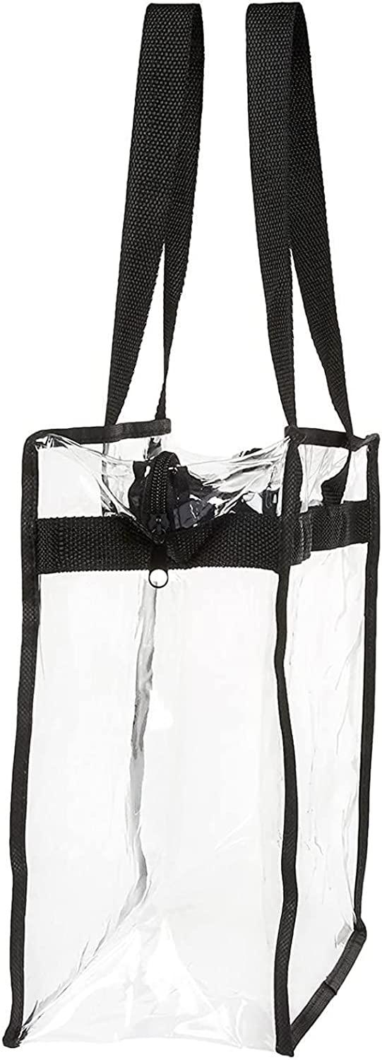 2 Pack Clear Stadium Approved Tote Bags, 12x6x12 Large Transparent Totes  with Zippers, Handles for Concerts, Sporting Events, Music Festivals, Work