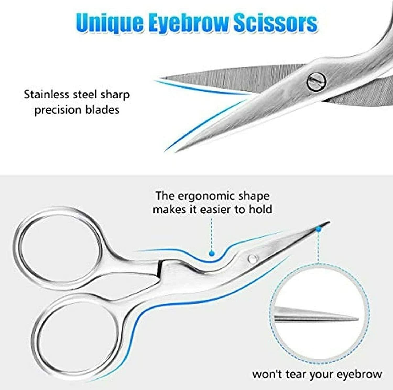 NEWEST Eyebrow Tweezers Brow Shaping Scissors (silver)