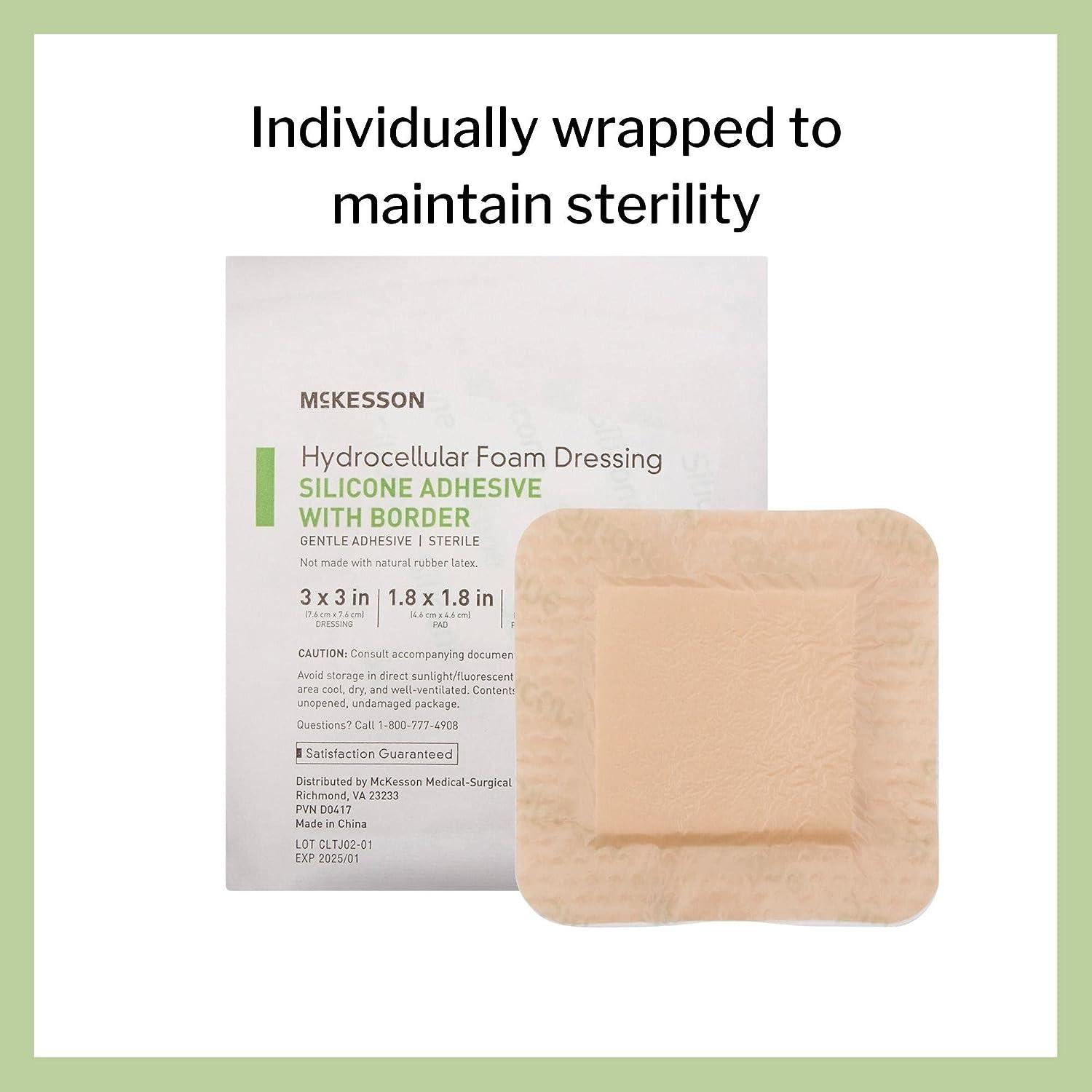 McKesson Hydrocellular Foam Dressings Sterile Silicone Adhesive with
