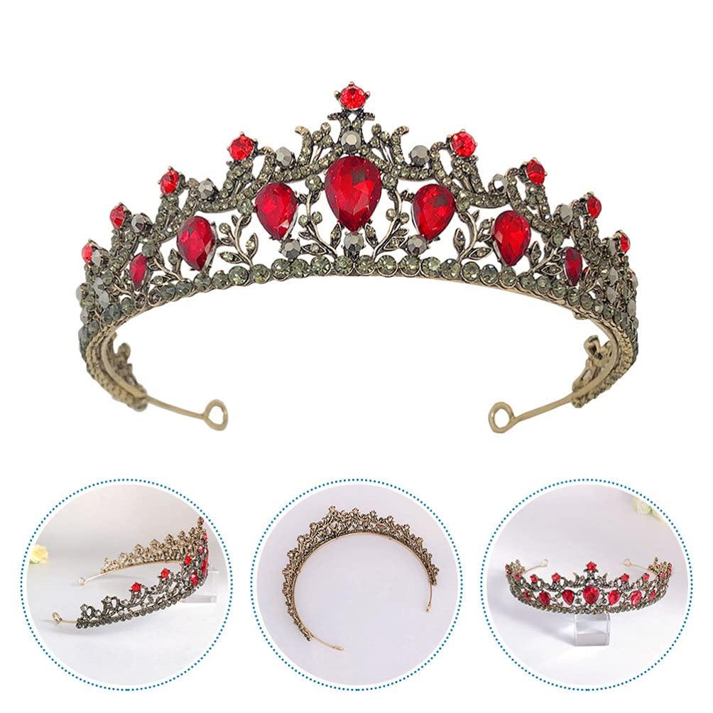 Lurrose Baroque Wedding Crown Tiara - Rhinestone & Crystal Ruby ...
