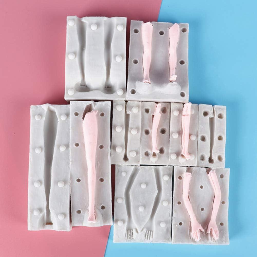 ZQWE 7 Pieces Fondant Doll Soft Candy Doll Body Mold 3D Arm and Leg Cake  Molds DIY Clay Soft Epoxy Resin Silicone Mould Baking Tools