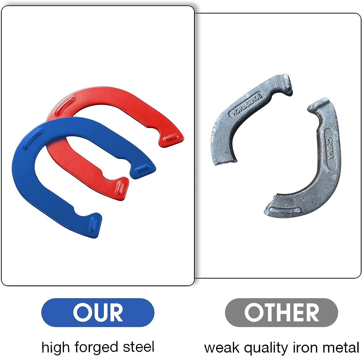 PoPoHoser Heavy Duty Steel Horseshoes Outdoor Game Set 4 Horse Shoes