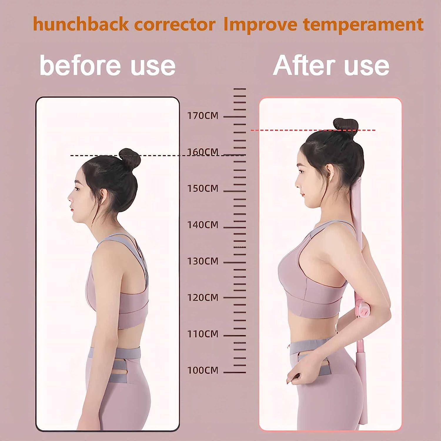 Posture corrector,hunchback corrector,yoga stick,Yoga Sticks Stretching  Tool,Retractable Design Humpback Correction Stick for Adult and Child(Pink)