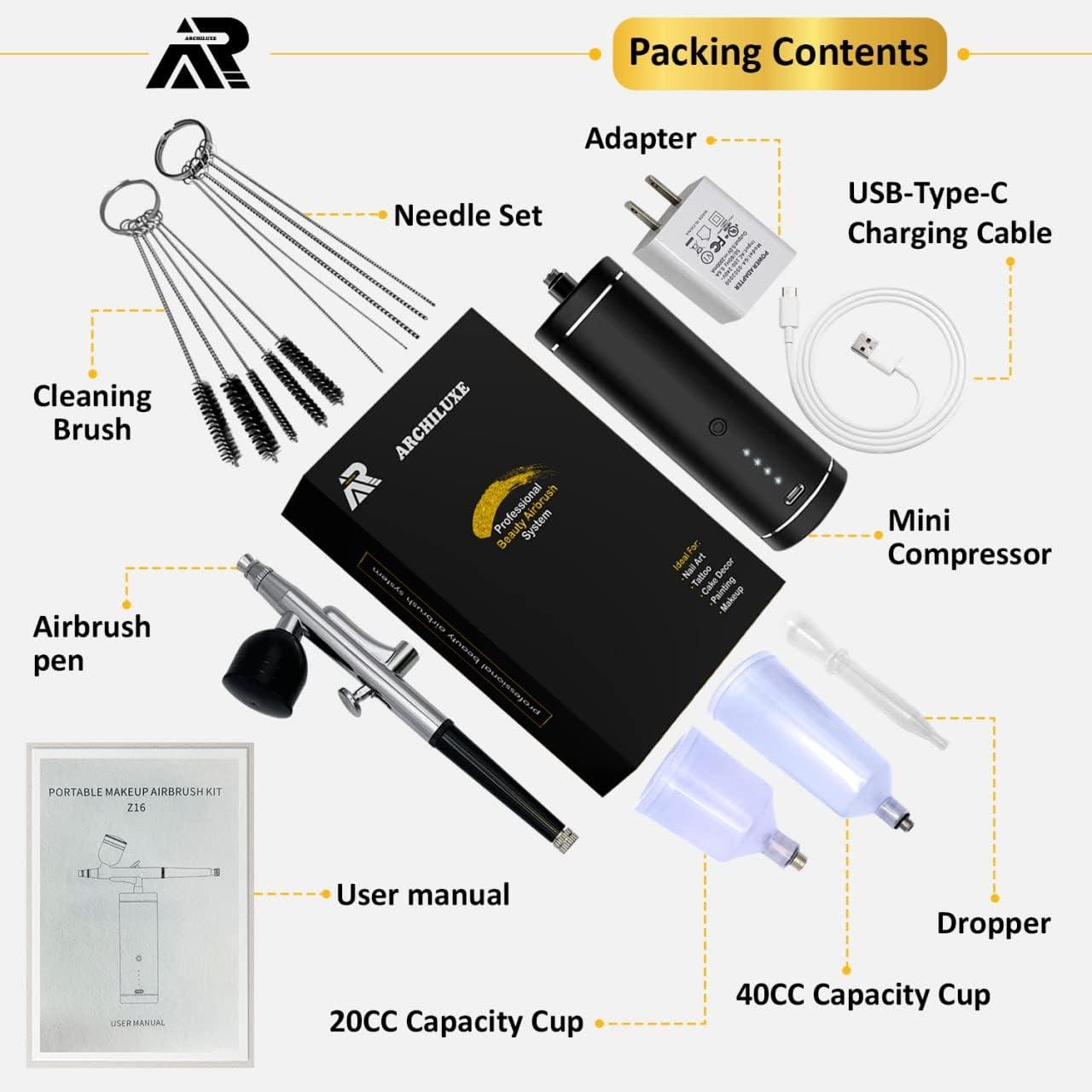 Airbrush Kit for Paint Nails - Cordless Airbrush Kit with Compressor  Portable Nail Airbrush Machine 0.3mm Nozzle Rechargeable Air Brush Kit for  Model