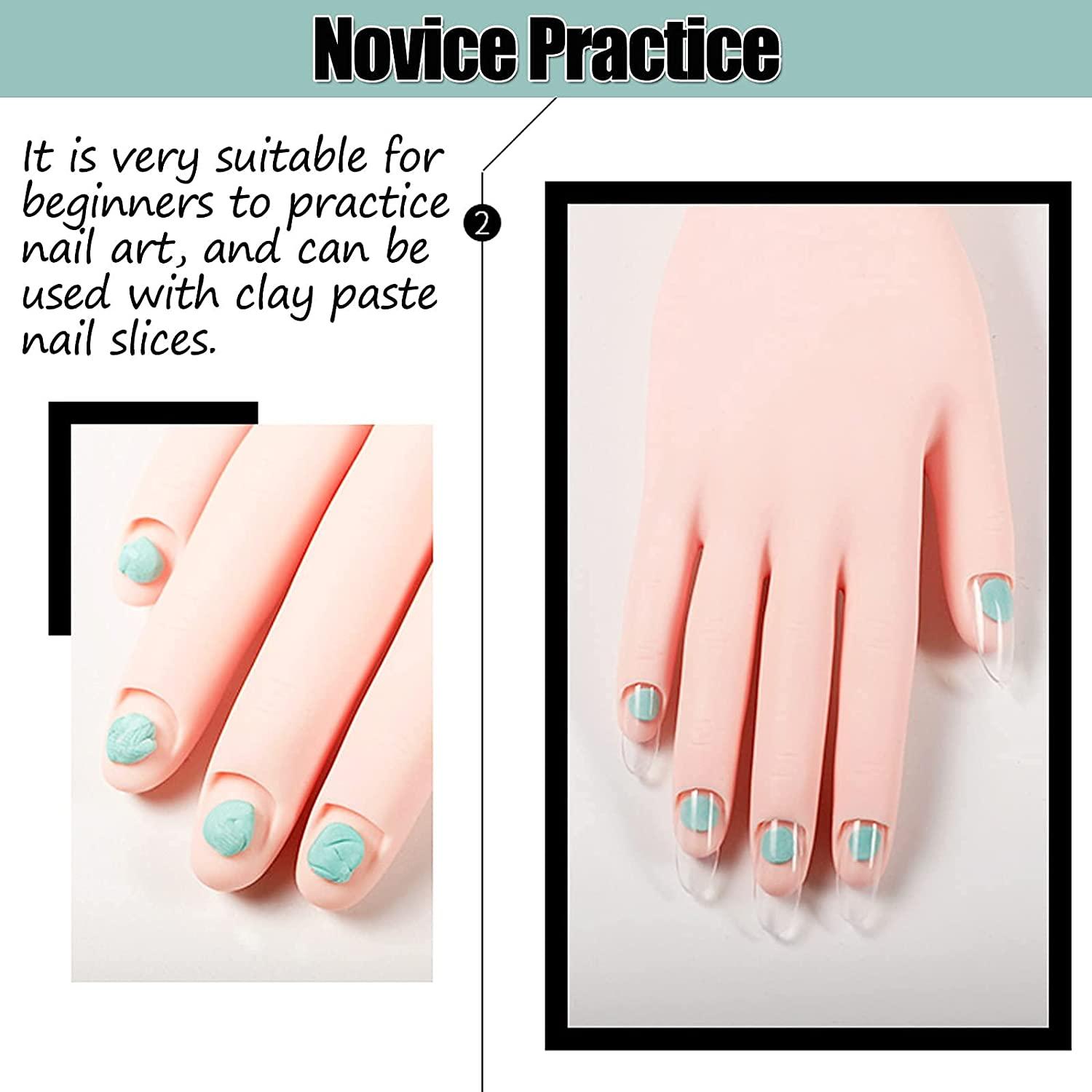 GULALUUK Hand for Nail Practice Fake Hands to Practice Fake Nails Practice  Hand for Acrylic Nails Flexible Hand for Nail Practice Kit Nai