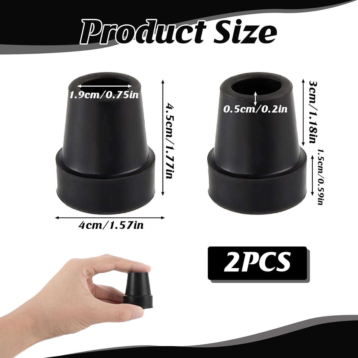 Walking Stick Rubber Ferrules Ends 2Pcs Crutch Rubber Feet 19mm Anti
