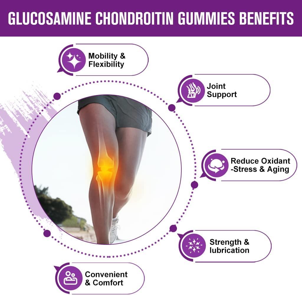 GORNVB Glucosamine Chondroitin Gummies with MSM & Elderberry Joint & Immune Support for Adults
