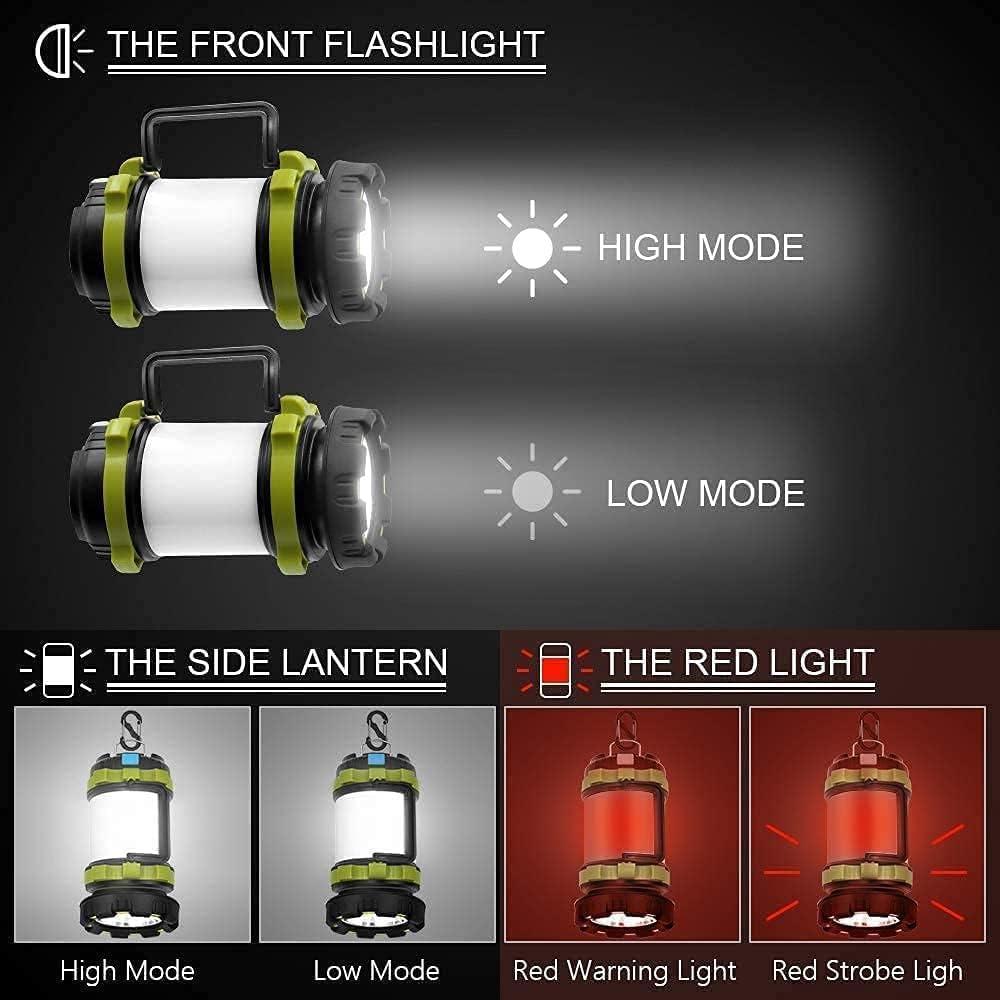 Portable LED Lantern USB Rechargeable Red Warning Light Outdoor Camping Lamp