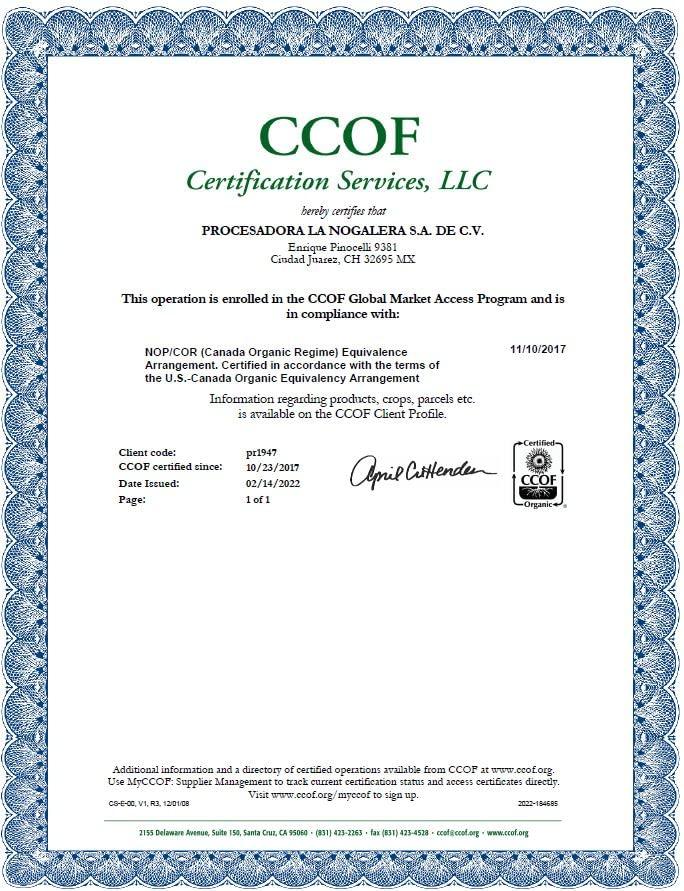 La Nogalera Organic USDA and CCOF Certified Organic Pecan Pieces in 2