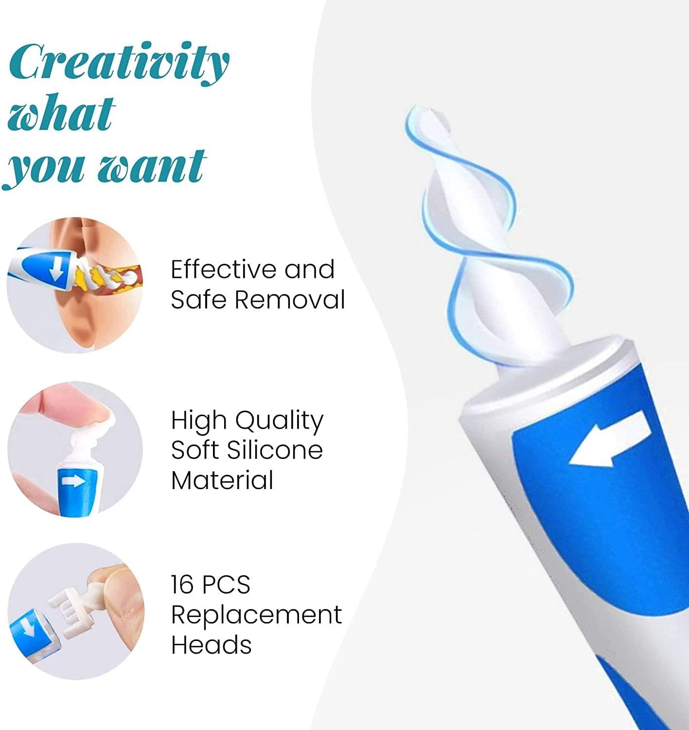 Q Grips Ear Wax Remover Kit Soft Spiral Design with 16 Replacement