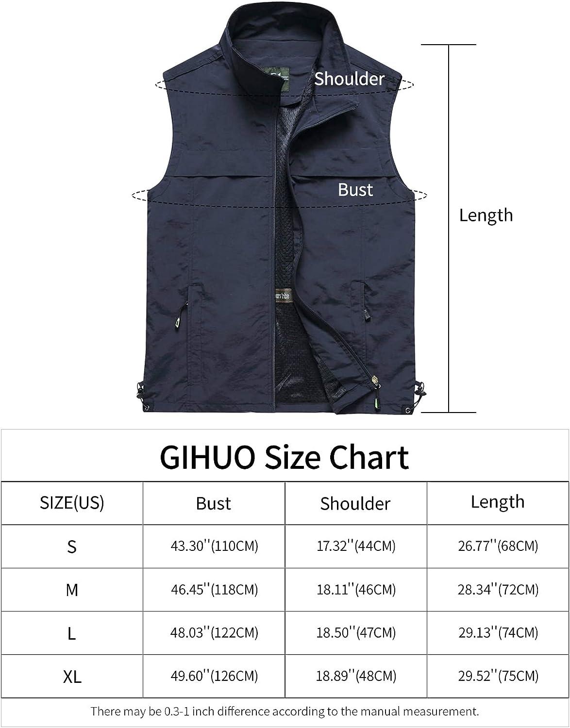 Gihuo Men's Fishing Vest Utility Vest Travel Safari Pockets Work Vest  Style3-navy X-Large
