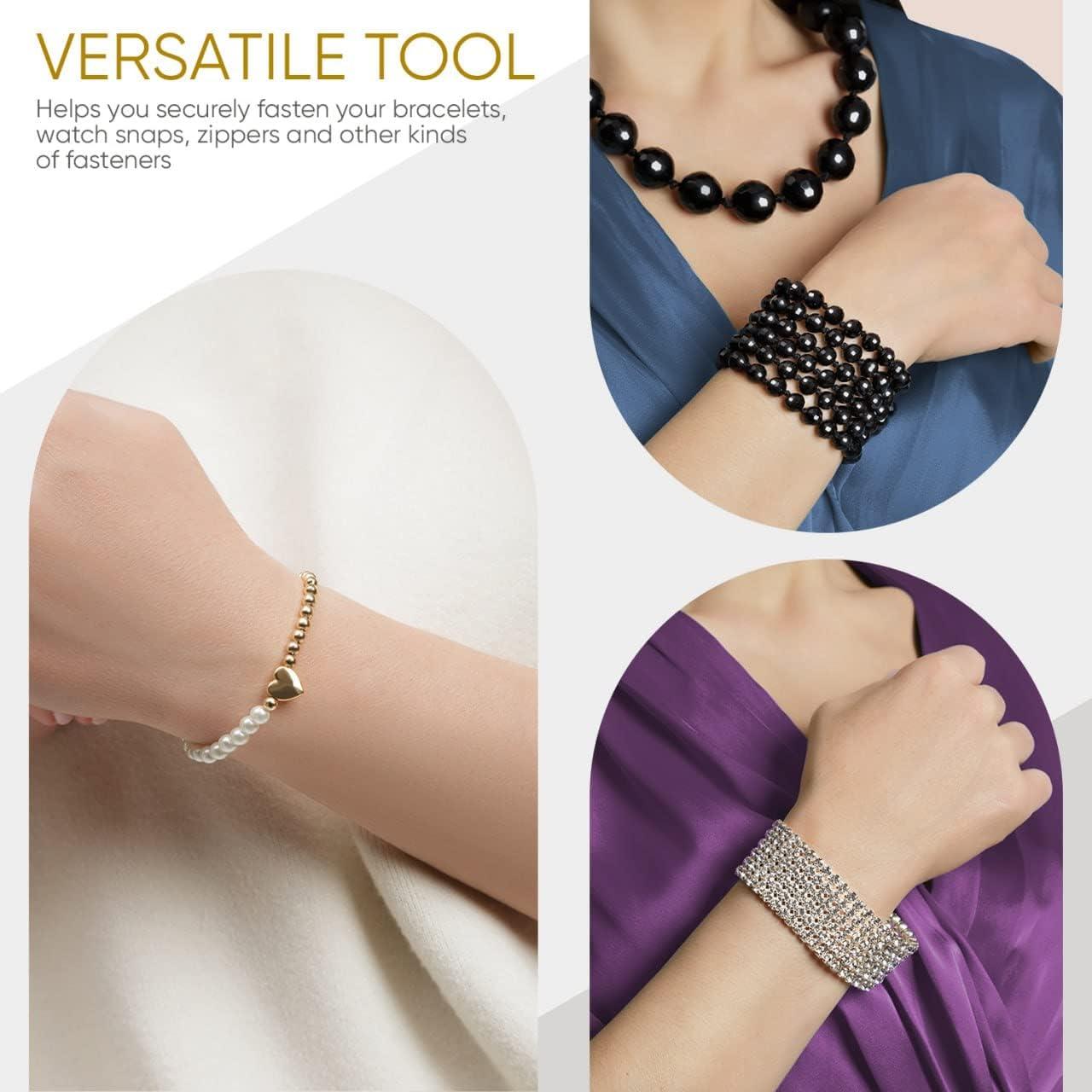 Rose Gold Bracelet Tool Jewelry Helper- Bracelet Fastener Helper with Watch  Clasps, Zipper Pull, Necklace, Wrist Strain, Easy Bracelet Holder