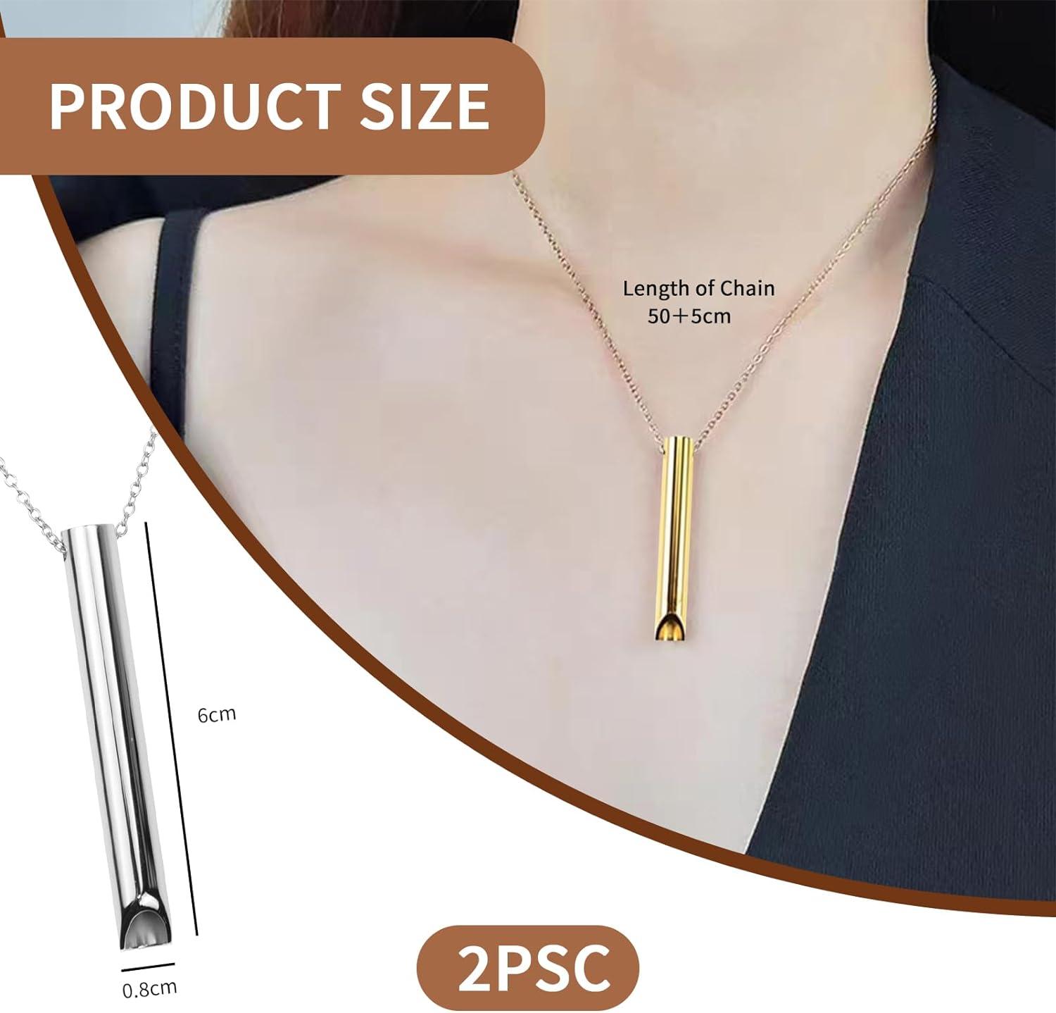 Anxiety Relief Necklace Set for Stress & Meditation - Mindful Breathing,  Stop Smoking, Relaxation Gift - Women Men - Gold Silver - 2pcs | Buy Now  with Express International Delivery