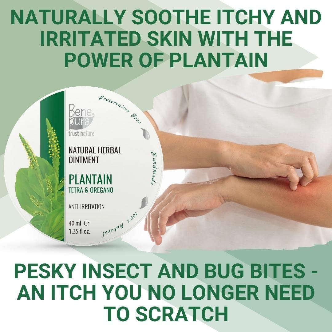 BenePura Plantain Ointment Natural Anti Itch Cream Bug Bite Itch Relief for Humans