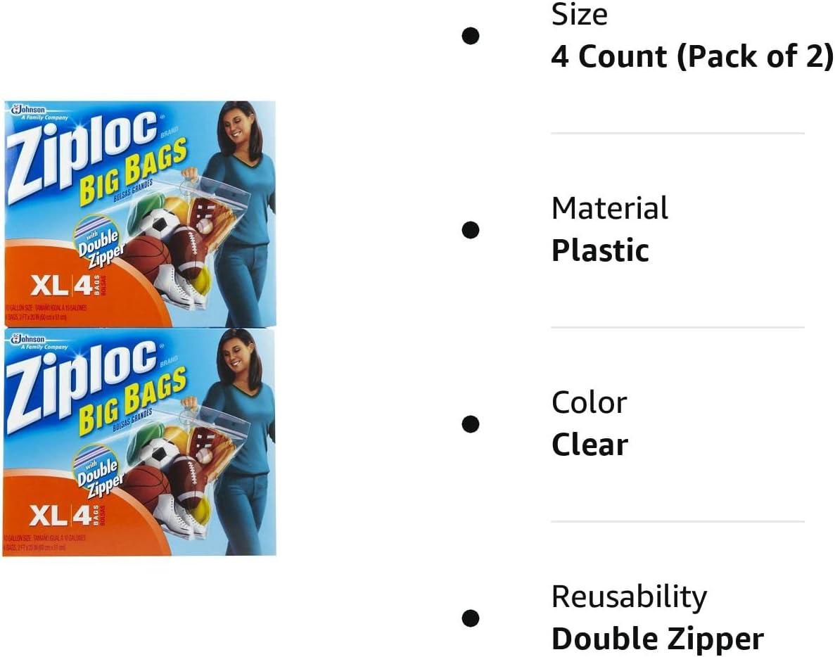 Ziploc Big Bags XL 4 Count (Pack of 2)